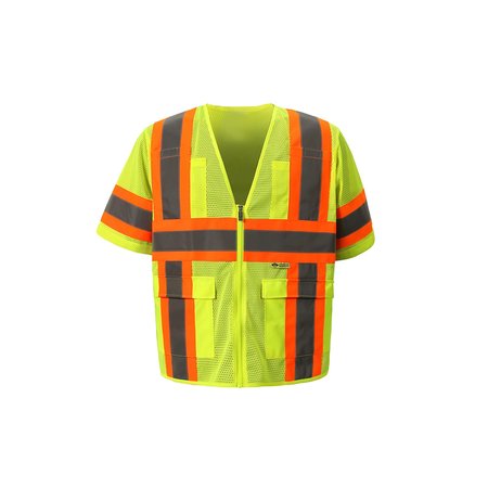 2W INTERNATIONAL Class 3 Mesh Contrast High Viz Vest, 4X-Large, Lime M7148C-3 4XL